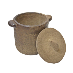 Pojemnik z pokrywką rustykalny / gliniany 14cm Brązowy